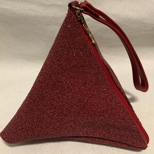 Kemestry Beaded Evening Bag Red Triangle Clutch Purse USA Elegant Holiday Party